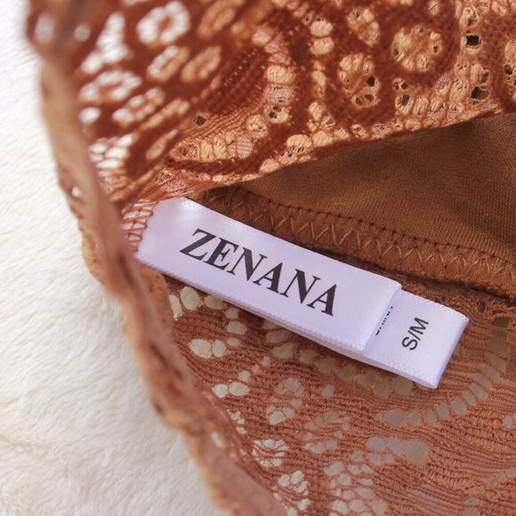 Zenana Camel Brown Seamless Stretch Lace  Bralette w/Removable Pads Bra Top S/M - Picture 12 of 16